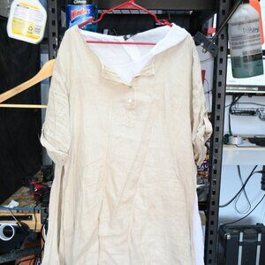 M Made in Italy 2 Piece linen tunic with white underlayment xl